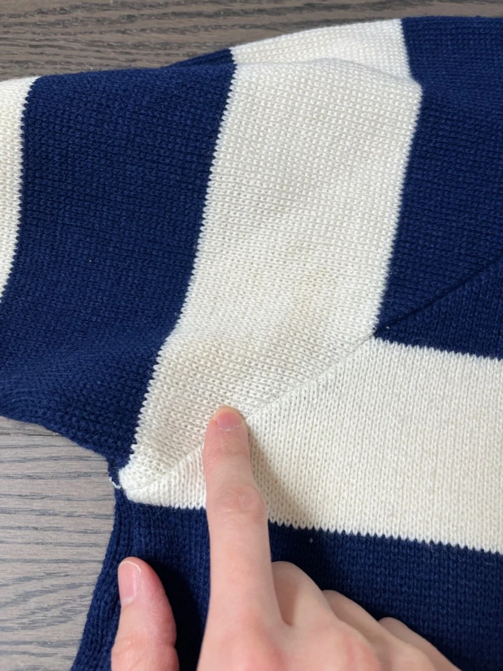 Vintage Navy/Cream Striped Collared Sweater - Picture 4 of 5
